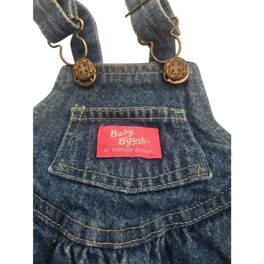 Vintage OshKosh B'Gosh Overalls Denim Pink Logo Size 12 Months